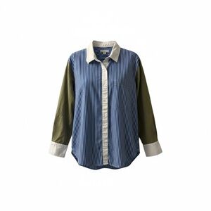 Blue and Green Striped Men's Shirt